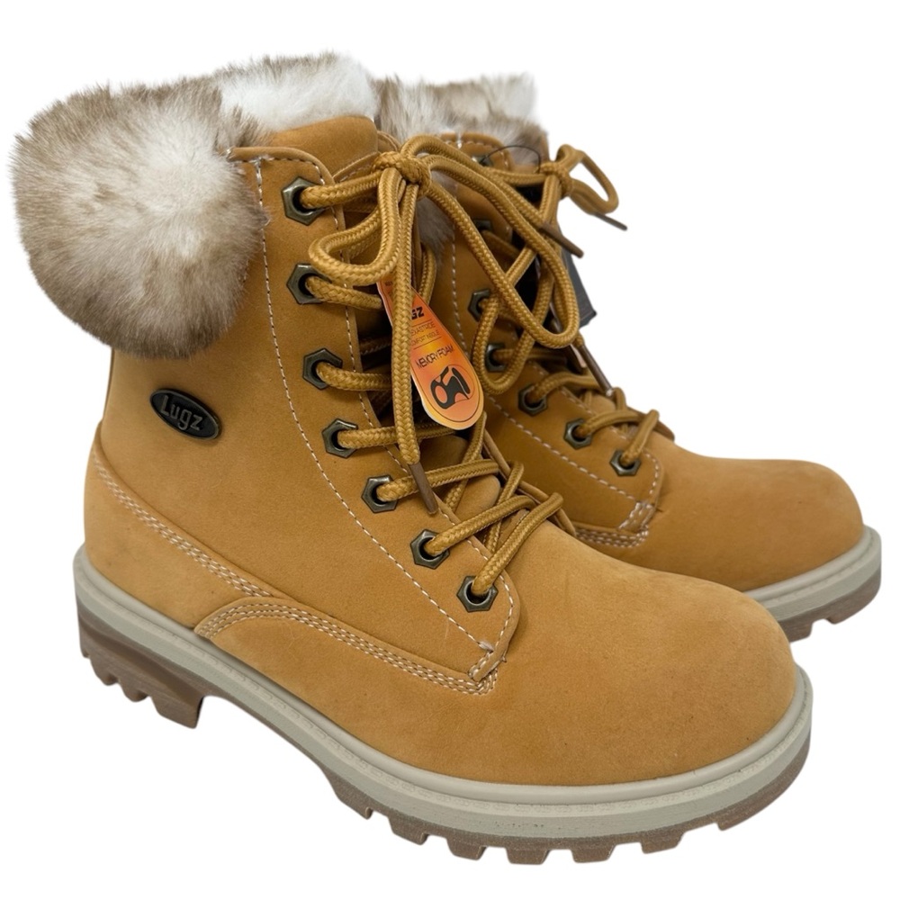 Lugz Empire HI Fur Womens Brown Nubuck Lace Up Casual Dress Boots 5.5